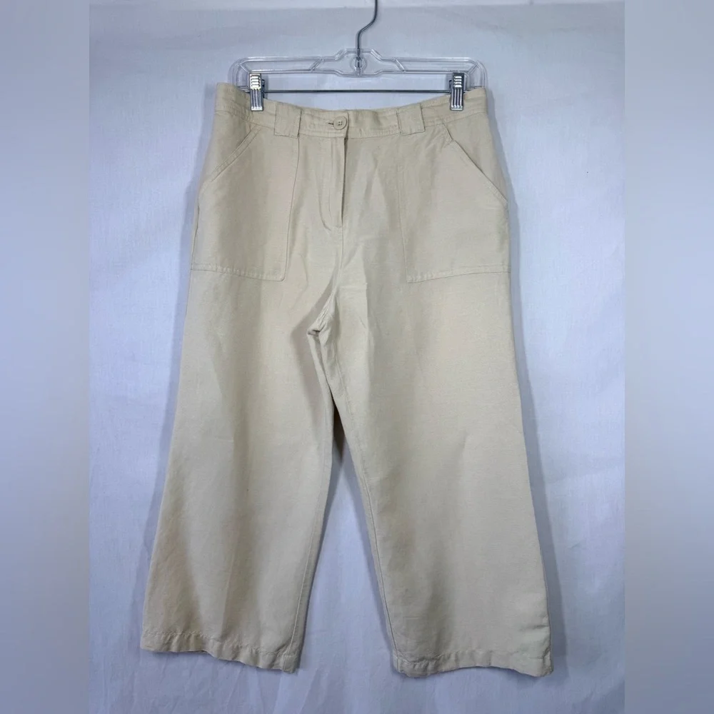 Croft & Barrow Women’s Cream Linen blend cropped pants - Picture 1 of 4